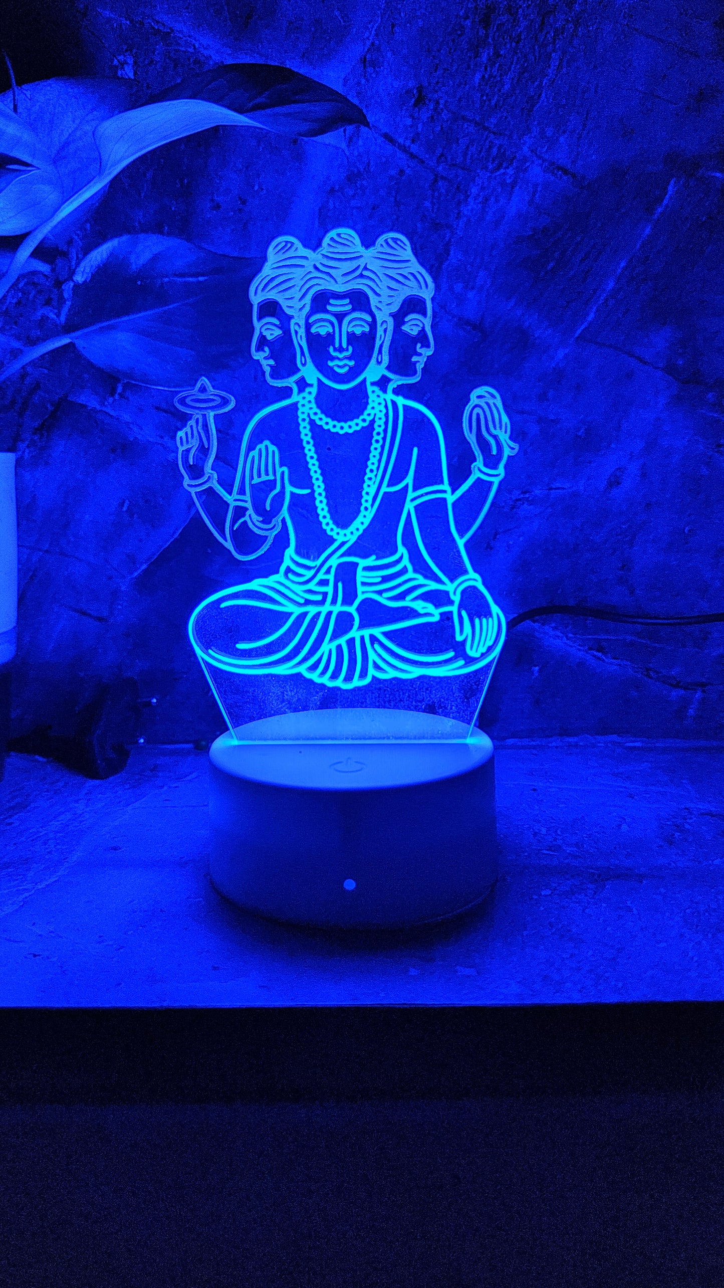 Dattatreya Maharaj 3D LED Illusion Lamp – Divine Glow | Premium Box | 7-Color Base