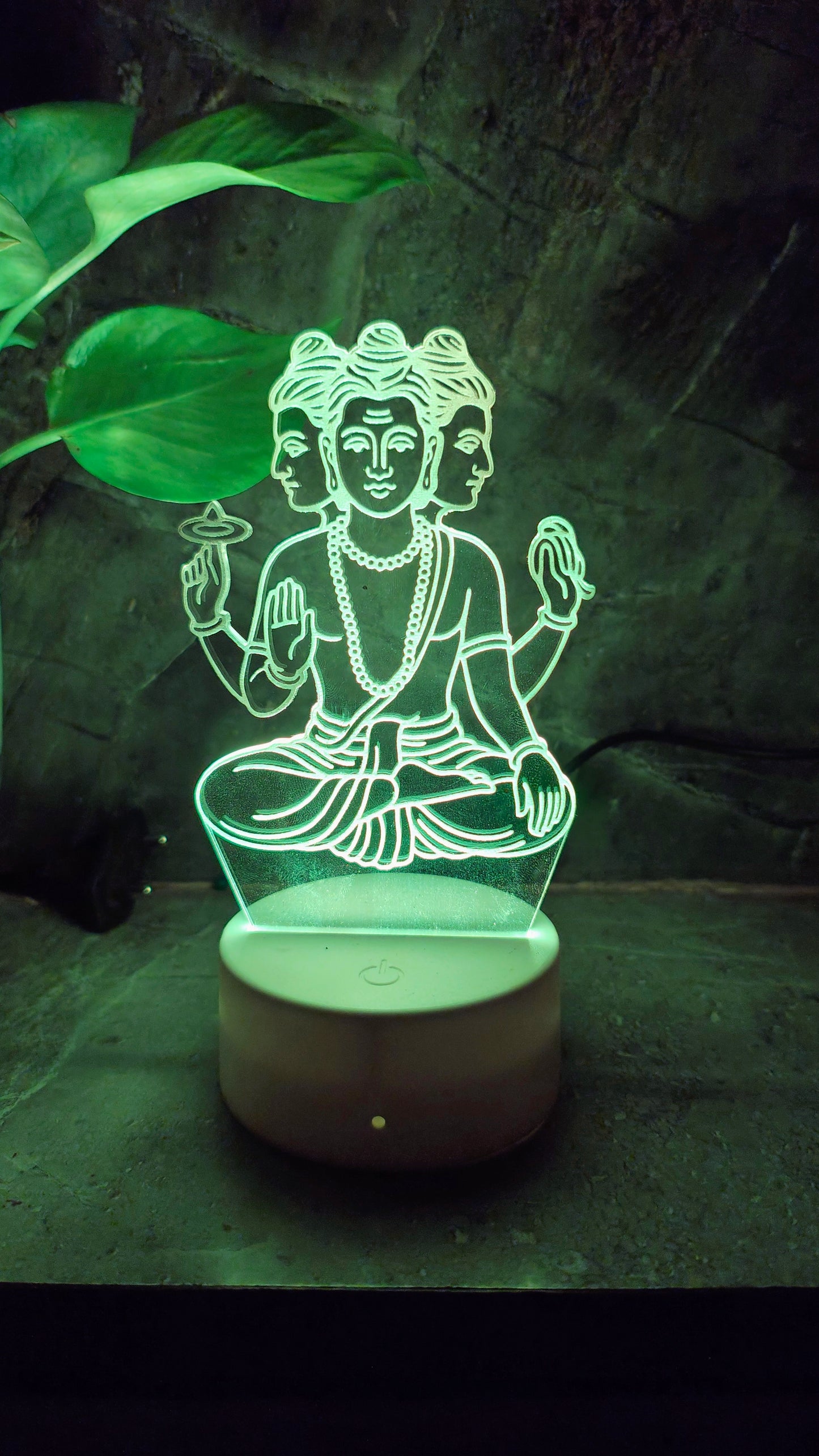 Dattatreya Maharaj 3D LED Illusion Lamp – Divine Glow | Premium Box | 7-Color Base