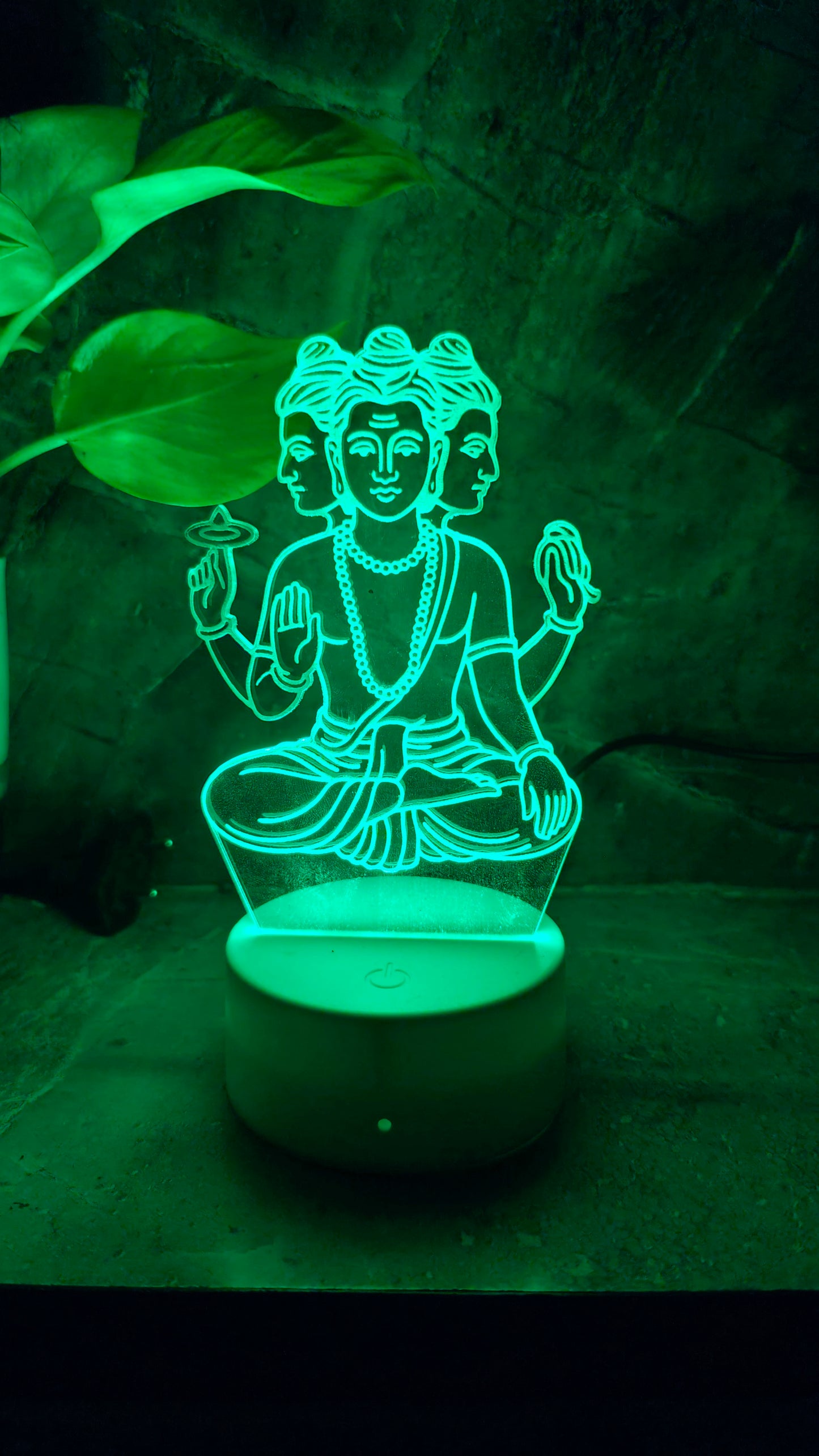 Dattatreya Maharaj 3D LED Illusion Lamp – Divine Glow | Premium Box | 7-Color Base
