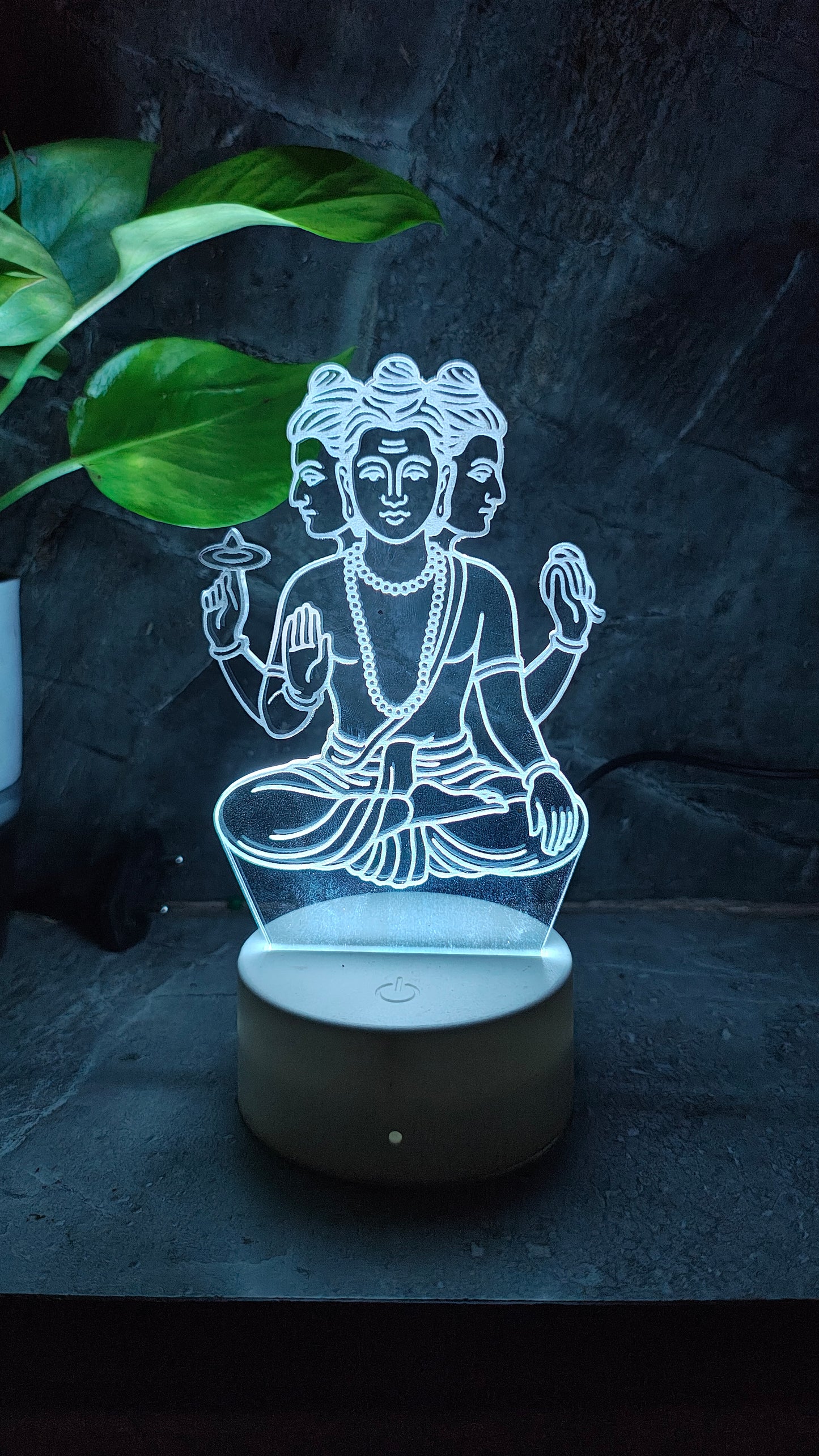 Dattatreya Maharaj 3D LED Illusion Lamp – Divine Glow | Premium Box | 7-Color Base