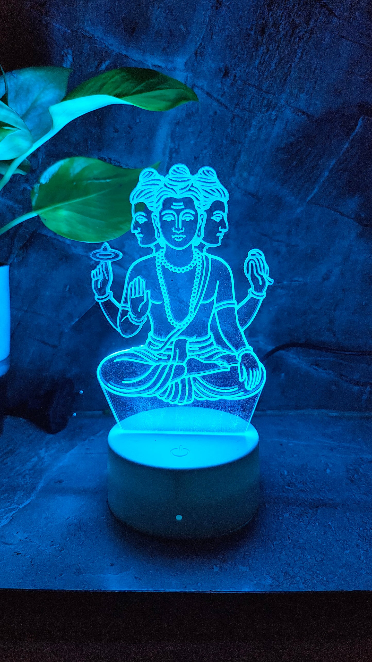 Dattatreya Maharaj 3D LED Illusion Lamp – Divine Glow | Premium Box | 7-Color Base