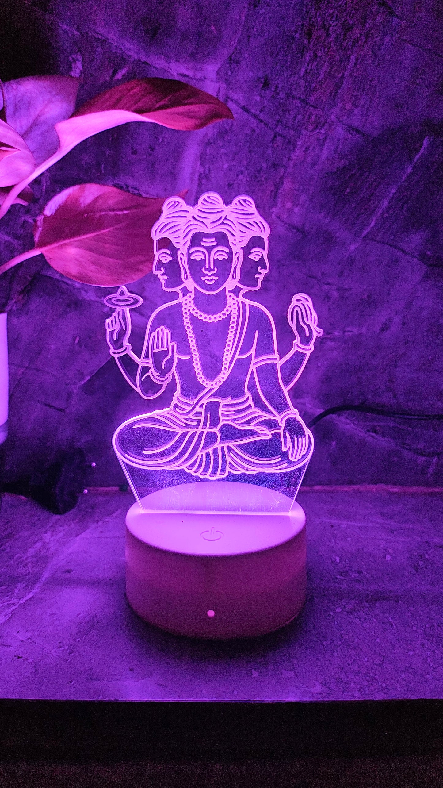 Dattatreya Maharaj 3D LED Illusion Lamp – Divine Glow | Premium Box | 7-Color Base