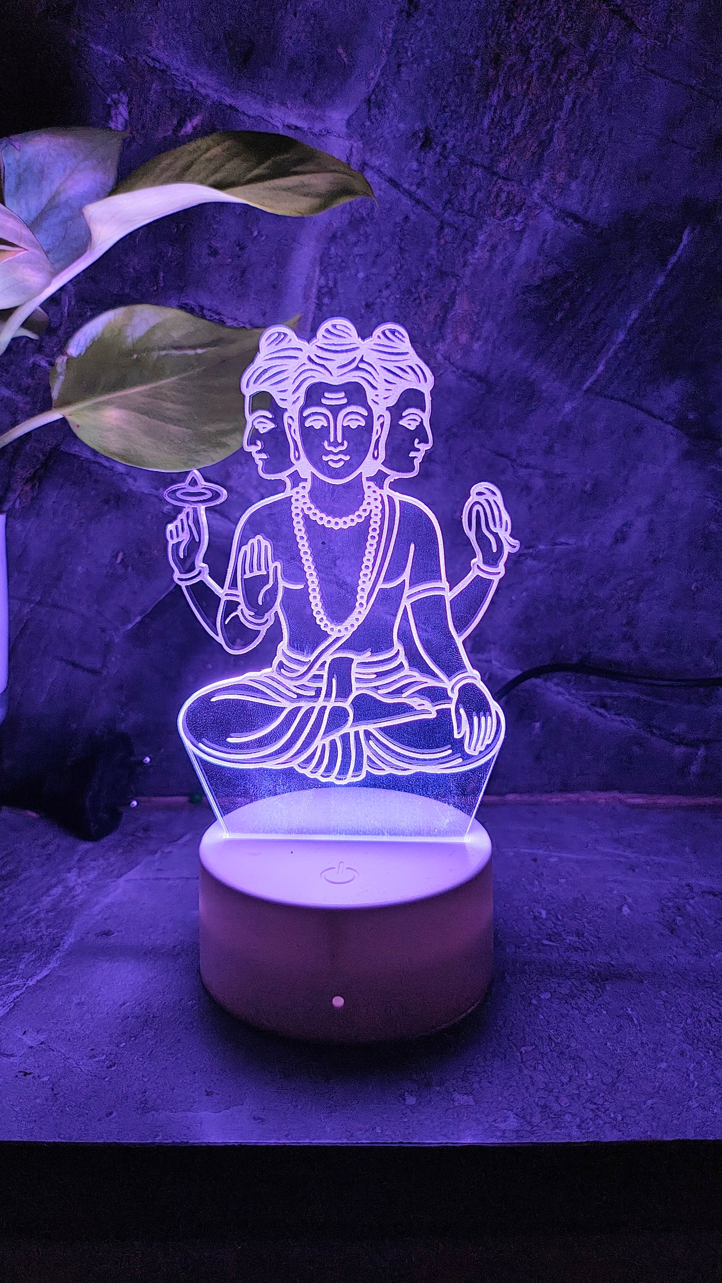 Dattatreya Maharaj 3D LED Illusion Lamp – Divine Glow | Premium Box | 7-Color Base