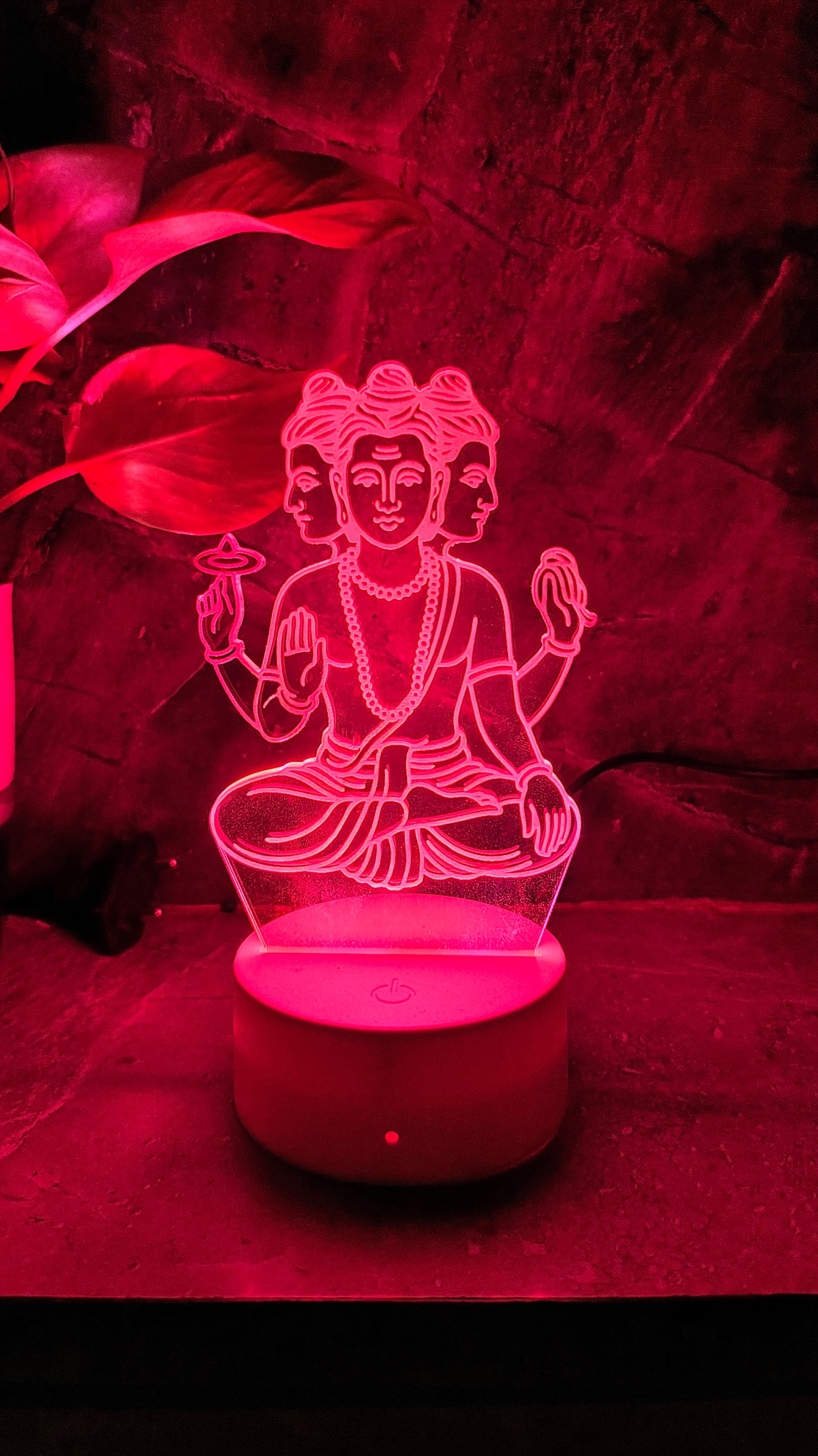 Dattatreya Maharaj 3D LED Illusion Lamp – Divine Glow | Premium Box | 7-Color Base