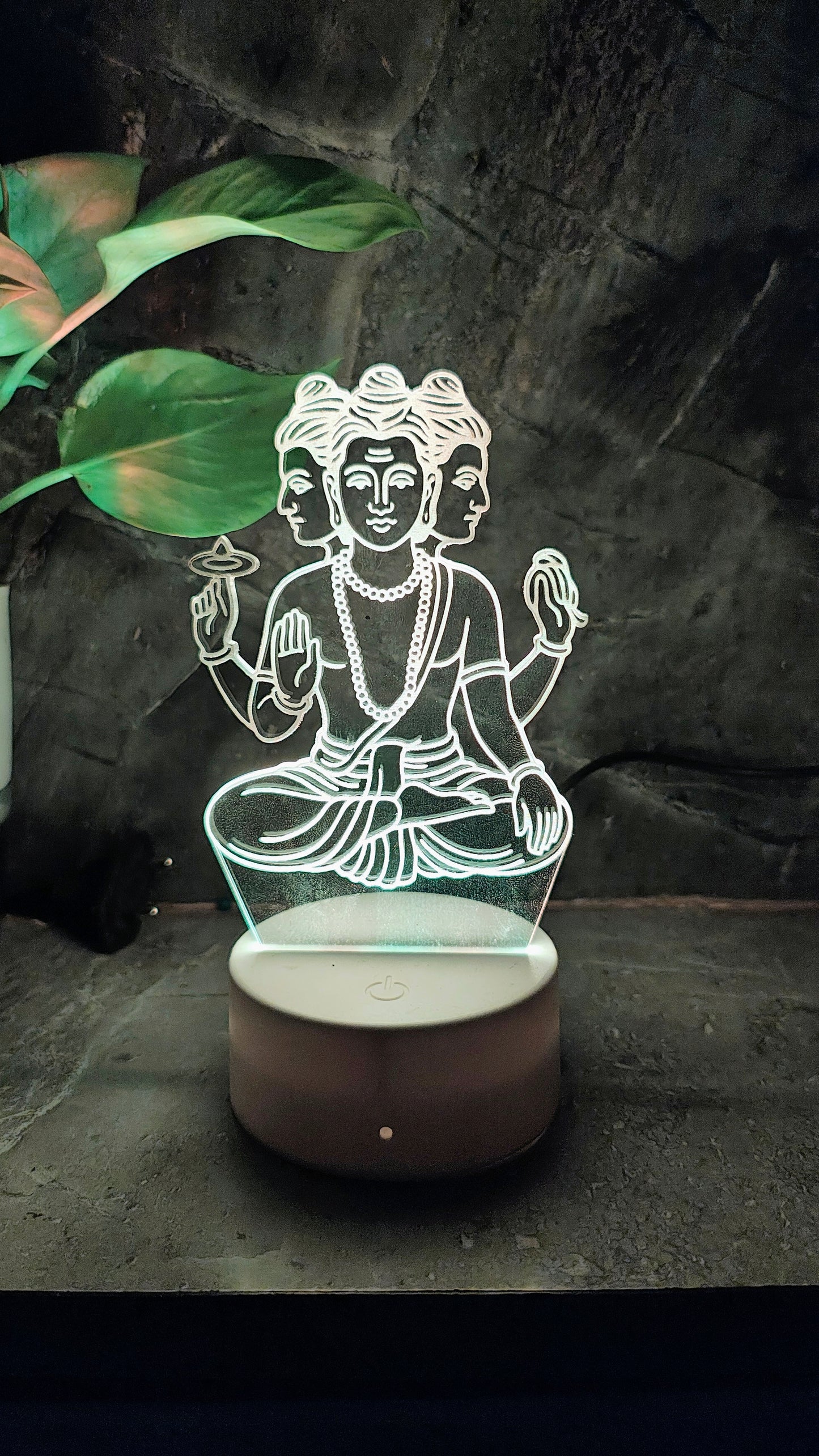 Dattatreya Maharaj 3D LED Illusion Lamp – Divine Glow | Premium Box | 7-Color Base