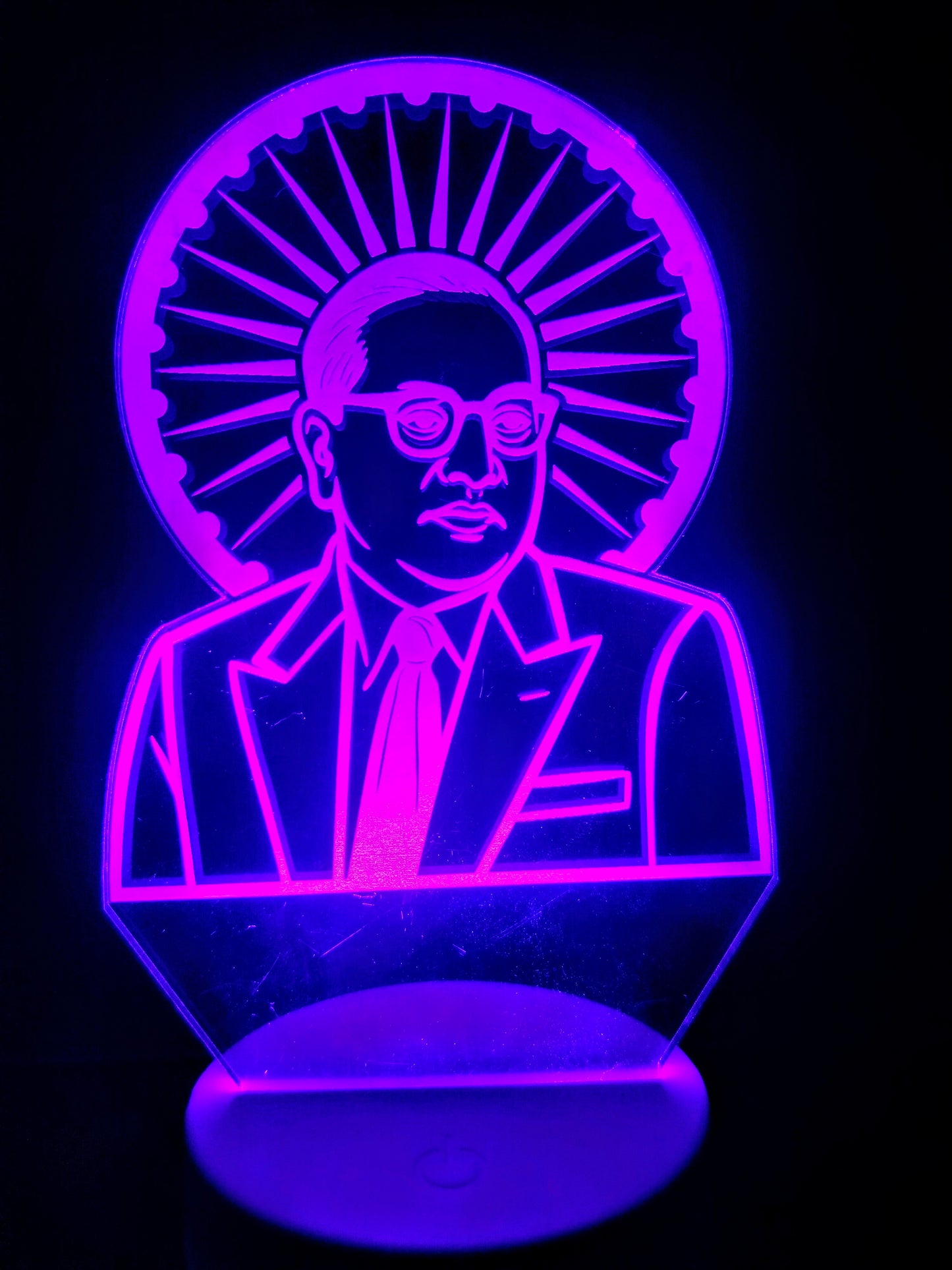 Ambedkar LED lamp used in pooja room
Spiritual setup with diya and Ambedkar portrait lamp
Indian cultural lamp of Ambedkar for prayer corner
3D illusion lamp of Babasaheb with pooja decor