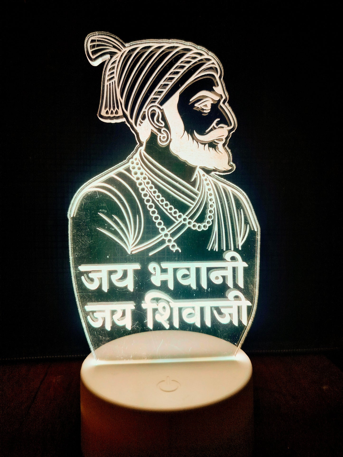 Customer photo of Shivaji Maharaj LED lamp at home
User-submitted image of Shivaji 3D illusion lamp
Happy buyer review showing Shivaji LED light
Customer showcase of spiritual LED lamp