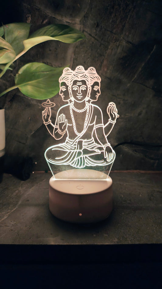 Dattatreya Maharaj 3D illusion LED lamp glowing in multicolor"