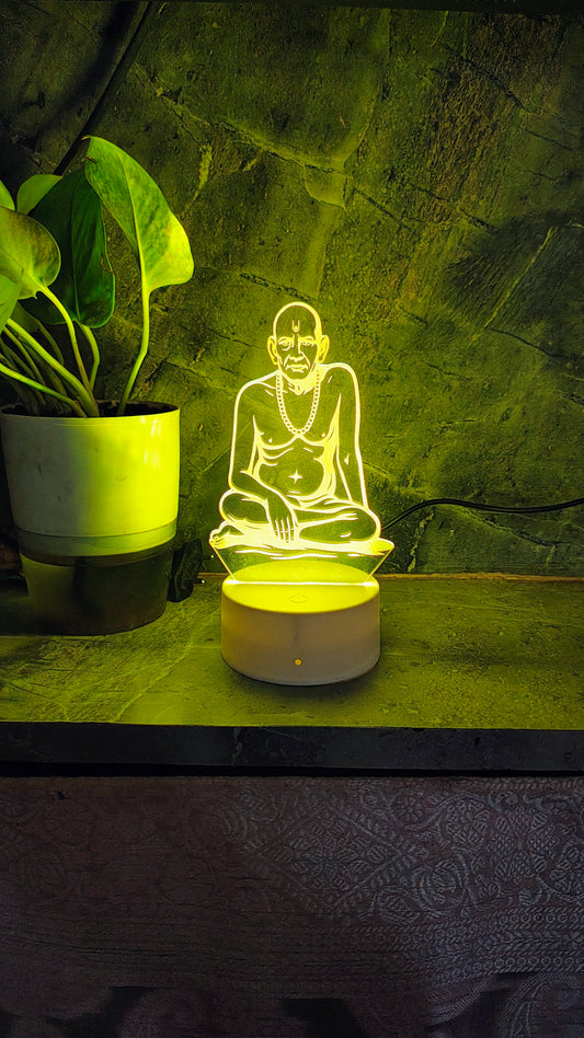 🕉️ Swami Samarth 3D LED Illusion Lamp – Divine Energy | 7 Color Glow | Premium Gift Box