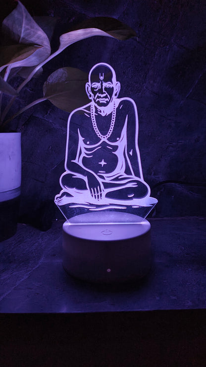 🕉️ Swami Samarth 3D LED Illusion Lamp – Divine Energy | 7 Color Glow | Premium Gift Box