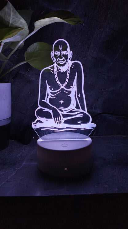 🕉️ Swami Samarth 3D LED Illusion Lamp – Divine Energy | 7 Color Glow | Premium Gift Box