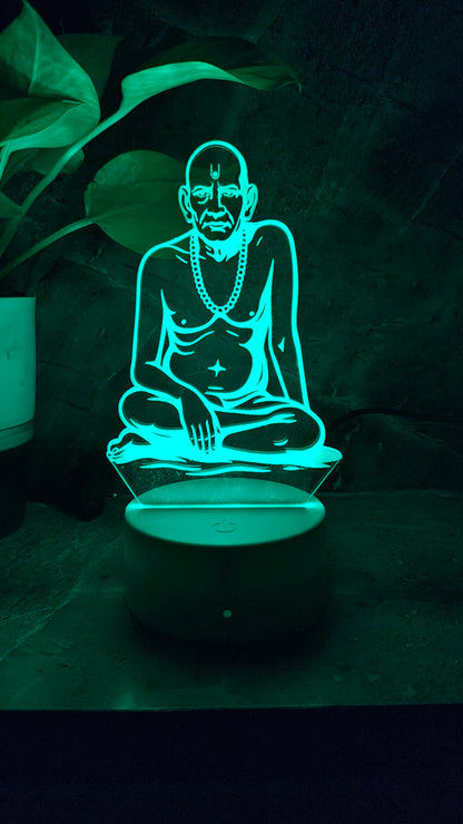 🕉️ Swami Samarth 3D LED Illusion Lamp – Divine Energy | 7 Color Glow | Premium Gift Box