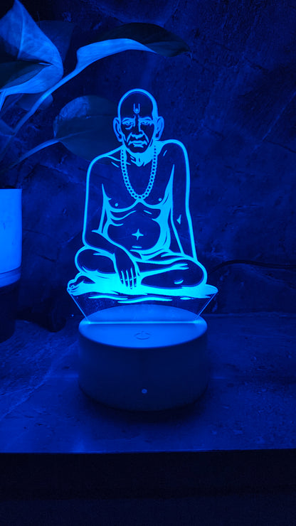 🕉️ Swami Samarth 3D LED Illusion Lamp – Divine Energy | 7 Color Glow | Premium Gift Box
