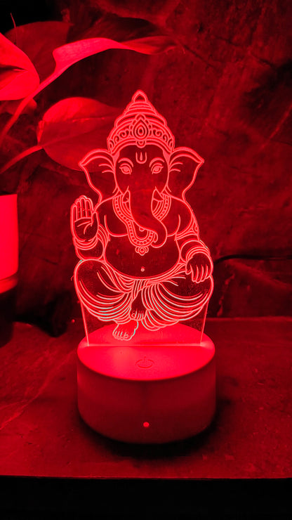 Ganpati Bappa 3D LED Illusion Lamp – 7 Color Glow | Premium Box