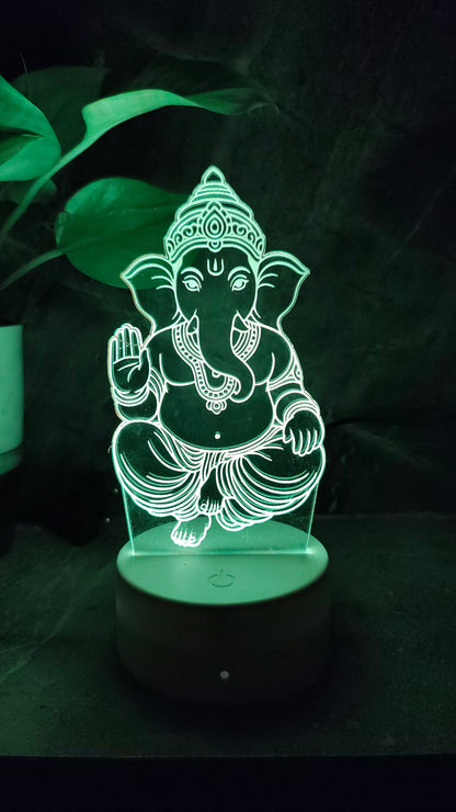 Ganpati Bappa 3D LED Illusion Lamp – 7 Color Glow | Premium Box