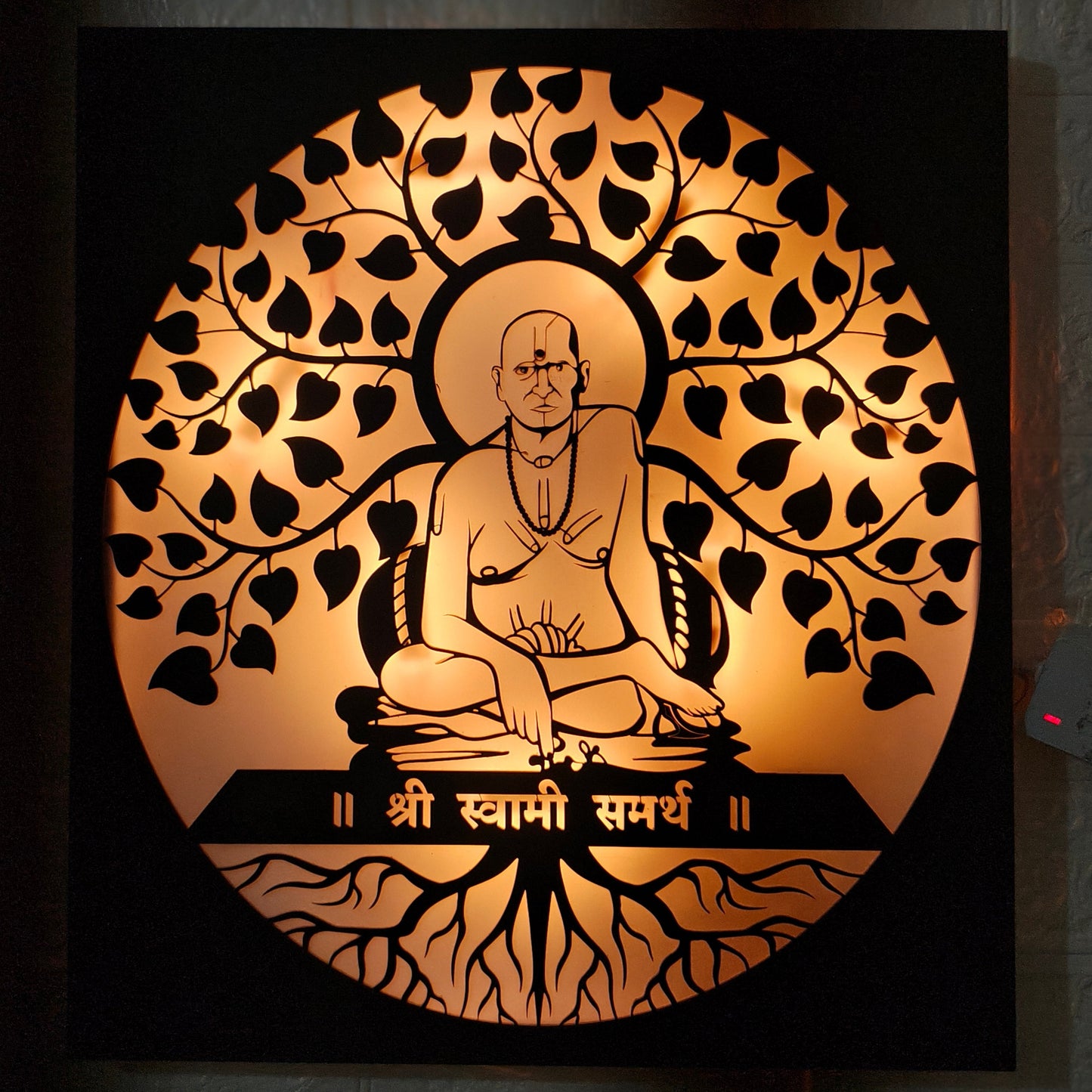 Shri Swami Samarth LED wall hanging
Swami Samarth backlit acrylic wall art by Glow X Art Warm LED spiritual wall frame of Swami Samarth