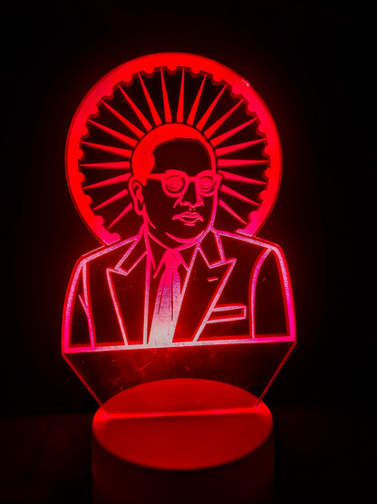Size chart of Dr. Ambedkar LED illusion lamp

Lamp dimensions of 3D Ambedkar portrait with chakra

Height and width of acrylic LED portrait lamp

Scale view of Ambedkar lamp with chakra design


