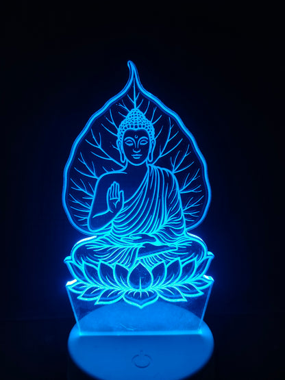 Dimensions of Buddha and Bodhi tree LED lamp

Size of 3D acrylic Buddha light shown with ruler

Height and width scale of meditation lamp

Product measurement image of Buddha illusion lamp