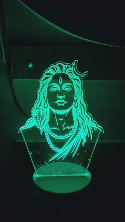 Adiyogi Mahadev 3D LED Illusion Lamp – Glow X Art