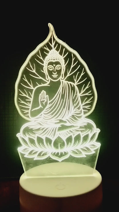 Gautam Buddha 3D LED Lamp – Divine Peace in Light (8 Inch)