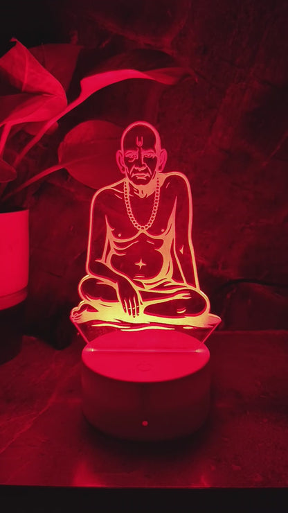 🕉️ Swami Samarth 3D LED Illusion Lamp – Divine Energy | 7 Color Glow | Premium Gift Box