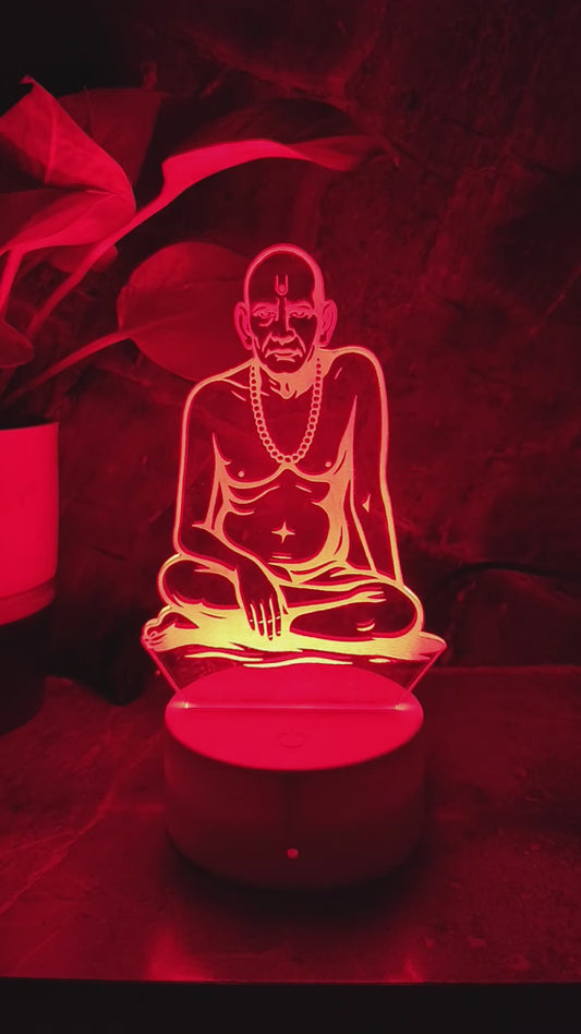 🕉️ Swami Samarth 3D LED Illusion Lamp – Divine Energy | 7 Color Glow | Premium Gift Box
