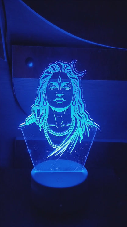 Adiyogi Mahadev 3D LED Illusion Lamp – Glow X Art