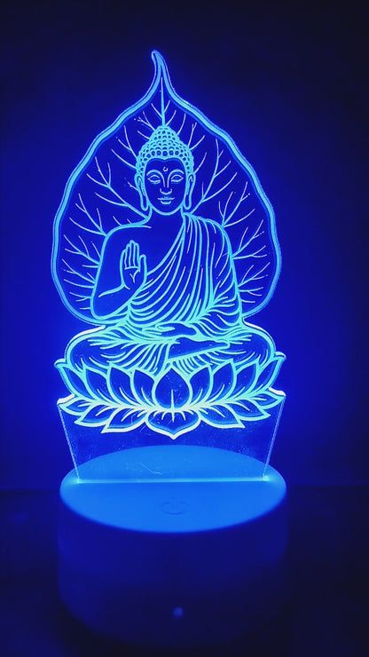 Gautam Buddha 3D LED Lamp – Divine Peace in Light (8 Inch)