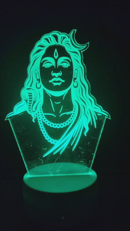 Adiyogi Mahadev 3D LED Illusion Lamp – Glow X Art