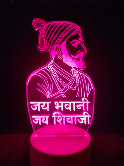 Shivaji Maharaj lamp used in pooja room decor

Spiritual setup with diya and LED Shivaji lamp

Traditional Indian decor with Shivaji Maharaj portrait light

LED illusion lamp used in pooja or temple corner